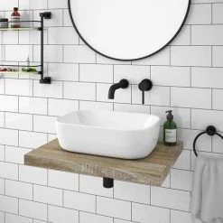 Venice Floating Basin Shelf (Light Oak - 600mm Wide) -Basin Kitchen Sinks Shop V6LKSLF d2 460