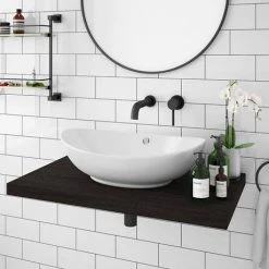 Venice Floating Basin Shelf (Dark Oak - 800mm Wide) -Basin Kitchen Sinks Shop V8DKSLF D2 460