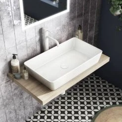 Venice Floating Basin Shelf (Light Oak - 800mm Wide) -Basin Kitchen Sinks Shop V8LKSLF d4 460