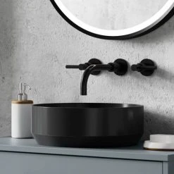 Venice Matt Black Round Counter Top Basin - 350mm Diameter -Basin Kitchen Sinks Shop VCT03BLA d3 460