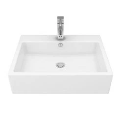 Kyoto Large Rectangular 600 x 460mm 1TH Wall Hung Basin -Basin Kitchen Sinks Shop VES132 n d1 460