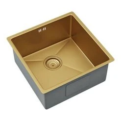 Venice 1.0 Bowl Brushed Gold Inset or Undermount Stainless Steel Kitchen Sink + Waste -Basin Kitchen Sinks Shop VSNK026 D2 460
