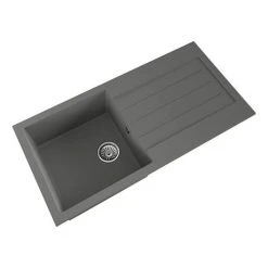 Venice 1.0 Bowl Matt Grey Composite Kitchen Sink + Chrome Waste -Basin Kitchen Sinks Shop VSNK076 D2 460