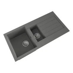 Venice 1.5 Bowl Matt Grey Composite Kitchen Sink + Chrome Wastes -Basin Kitchen Sinks Shop VSNK077 D2 460
