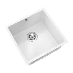 Venice 1.0 Bowl Gloss White Undermount Composite Kitchen Sink -Basin Kitchen Sinks Shop VSNK095 D2 460 1