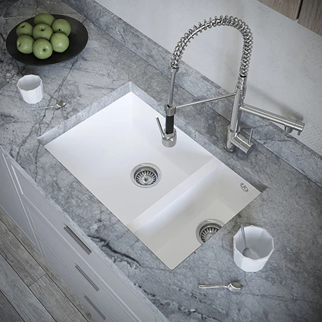 Venice 1.5 Bowl Matt White Undermount Composite Kitchen Sink 1 Venice 1.5 Bowl Matt White Undermount Composite Kitchen Sink