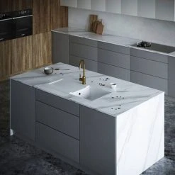 Venice 1.0 Bowl Matt White Composite Kitchen Sink + Chrome Waste -Basin Kitchen Sinks Shop VSNK101 D3 460
