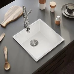 Venice 1.0 Bowl Gloss White Undermount Composite Kitchen Sink