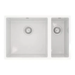 Venice 1.5 Bowl Gloss White Composite Kitchen Sink + Chrome Wastes -Basin Kitchen Sinks Shop VSNK104 D2 460