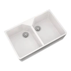 Venice Double Bowl Belfast Composite Kitchen Sink + Chrome Wastes -Basin Kitchen Sinks Shop VSNK259 D3 460