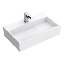 Arezzo 600mm Wall Mounted / Countertop Stone Resin Basin with Hidden Waste Cover 8 Arezzo 600mm Wall Mounted / Countertop Stone Resin Basin with Hidden Waste Cover -Basin Kitchen Sinks Shop WMC6PMB d4 460