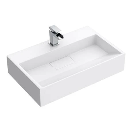 Arezzo 600mm Wall Mounted / Countertop Stone Resin Basin with Hidden Waste Cover 4 Arezzo 600mm Wall Mounted / Countertop Stone Resin Basin with Hidden Waste Cover - Image 4